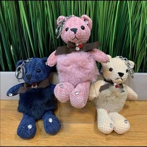 Lot of 3 Teddy Bear Bag Charm Key Chain